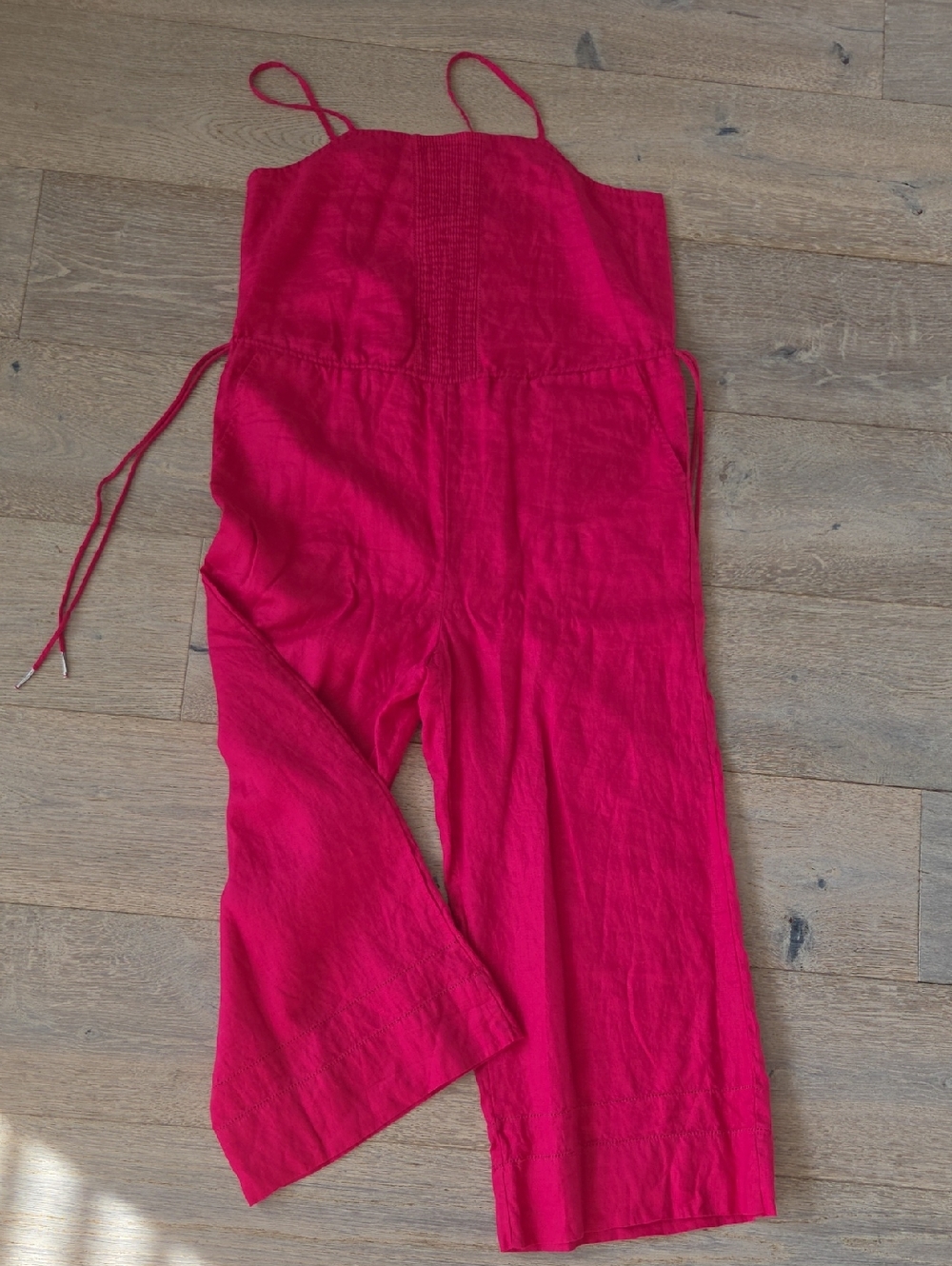 Magaschoni Hot Pink Linen Jumpsuit with Adjustable Ties Size Small